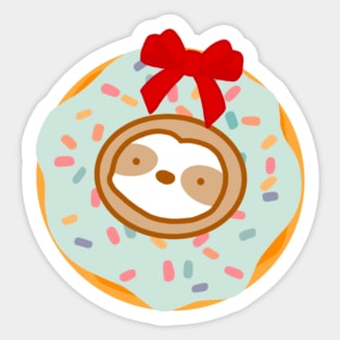 Christmas Wreath Donut Sloth Sticker